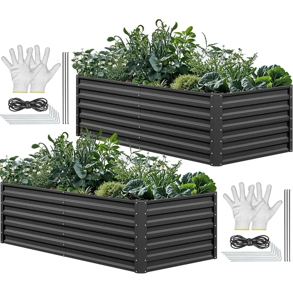 Garden Gloves - 6x3x2ft Büyük Galvanizli Metal Yükseltilmiş Bahçe