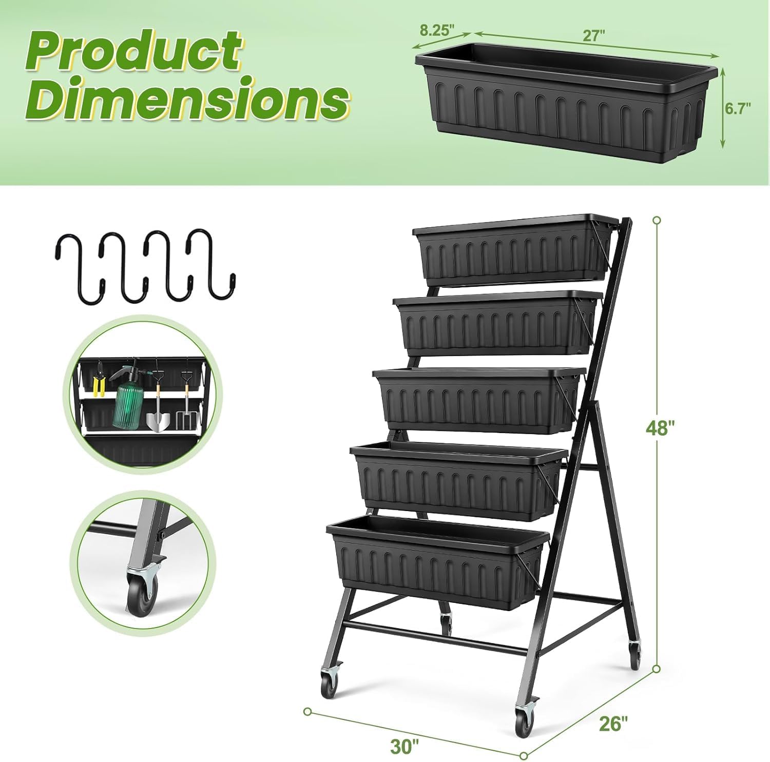 Tekerlekli Dikey Yükseltilmiş  - Indoor Herb Garden incelemesi ve fiyatı